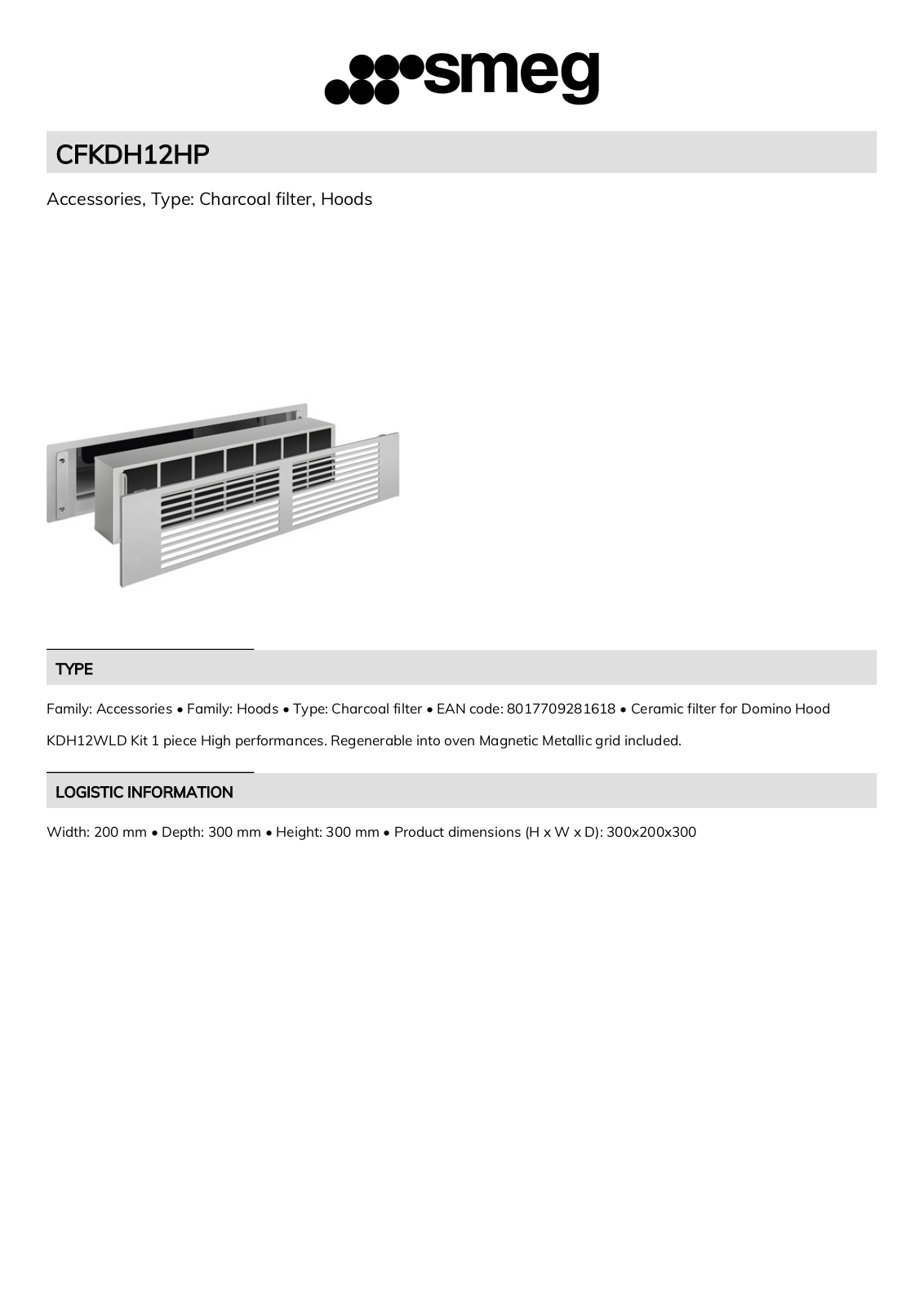 Smeg CFKDH12HP Technical sheet