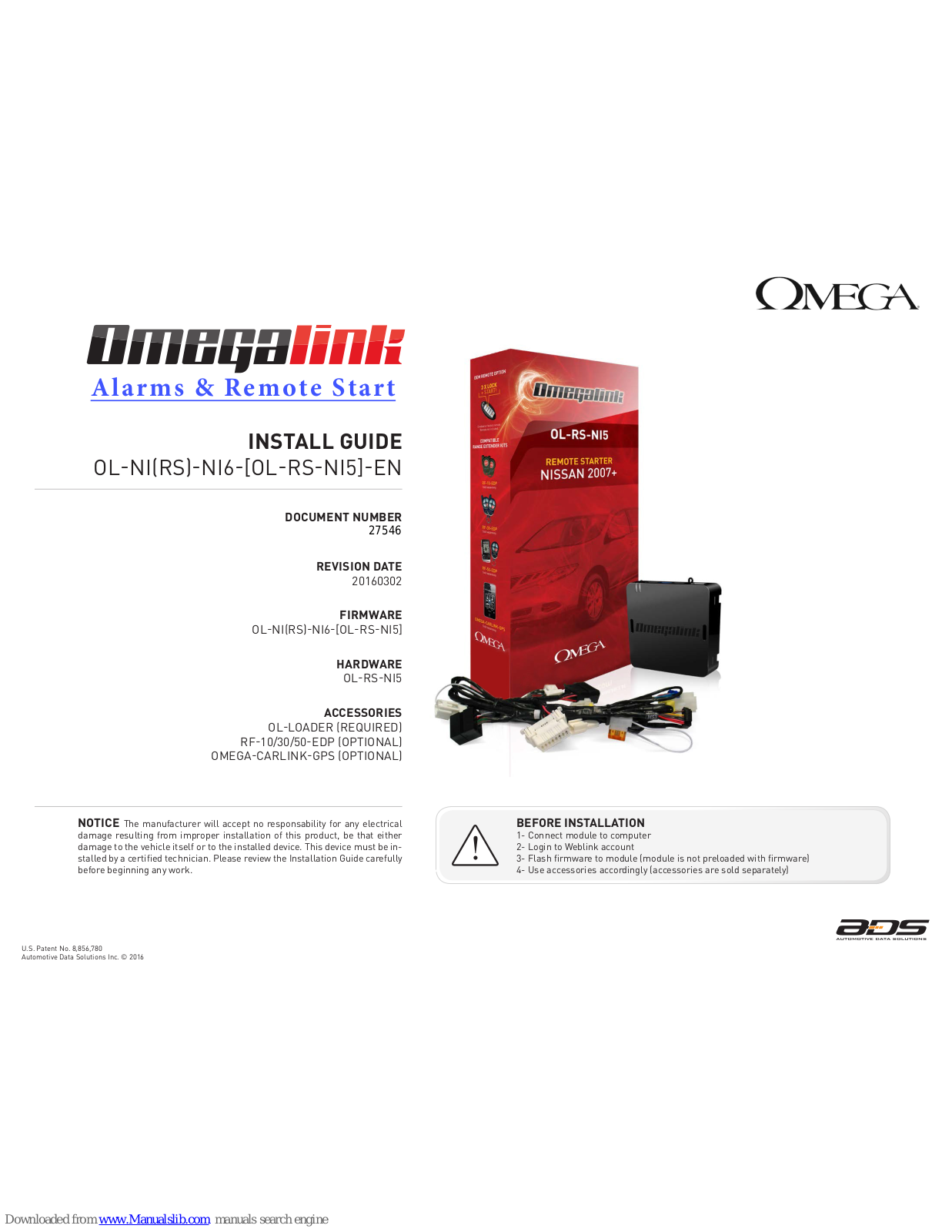 Omegalink OL-RS-NI5 Install Manual