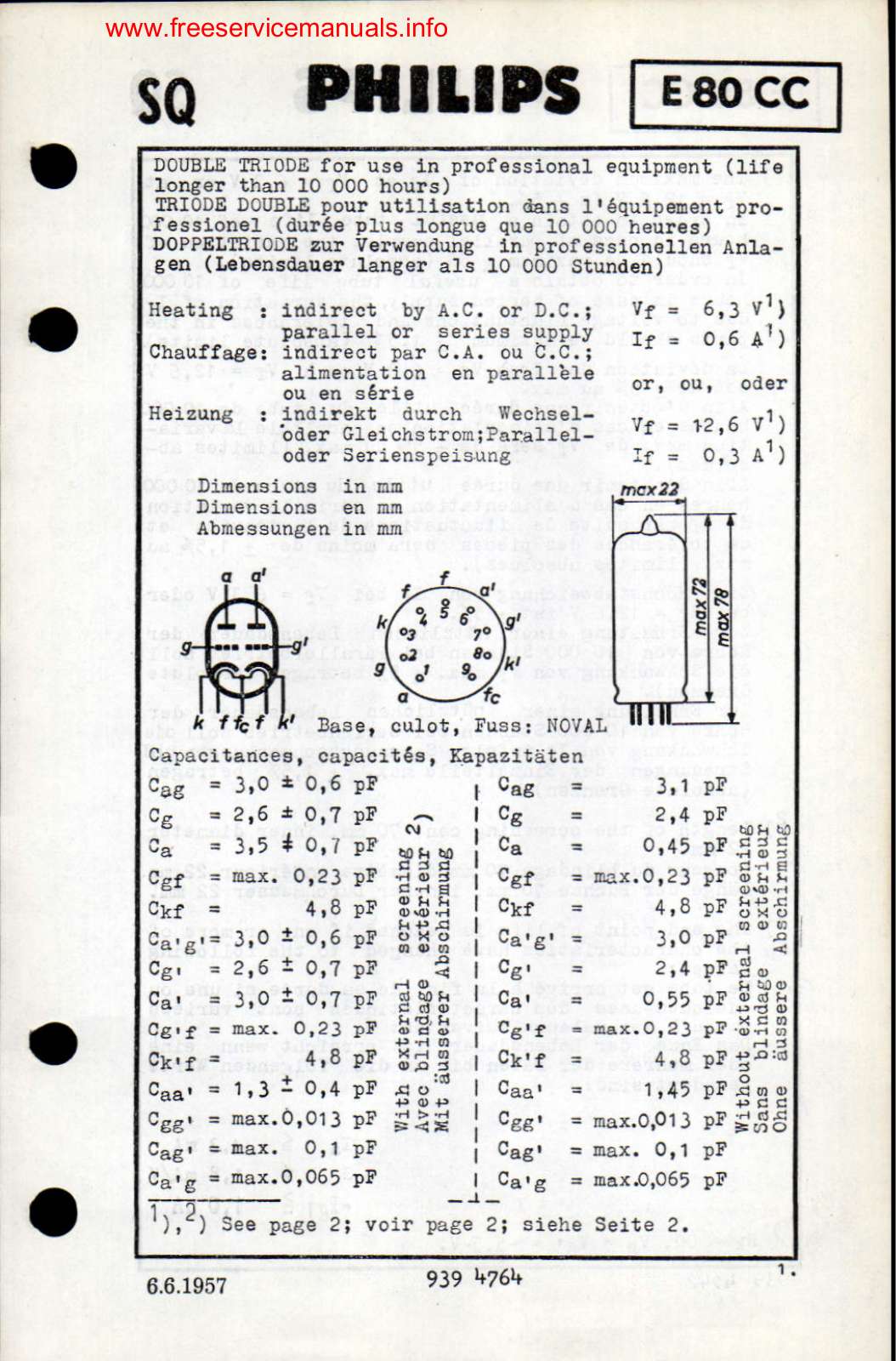 Philips e80cc DATASHEETS