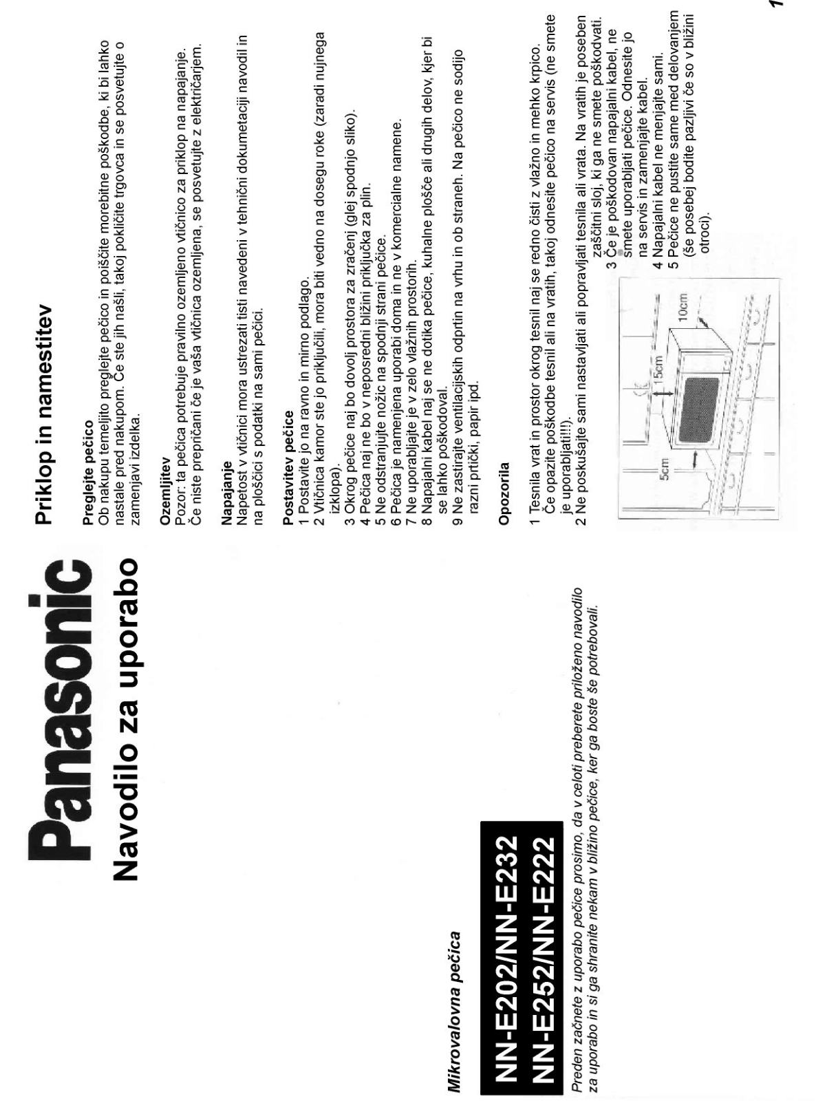 Panasonic NN-E252, NN-E232, NN-E222, NN-E202 User Manual