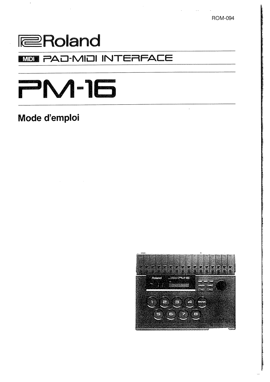 Roland PM-16 Manual
