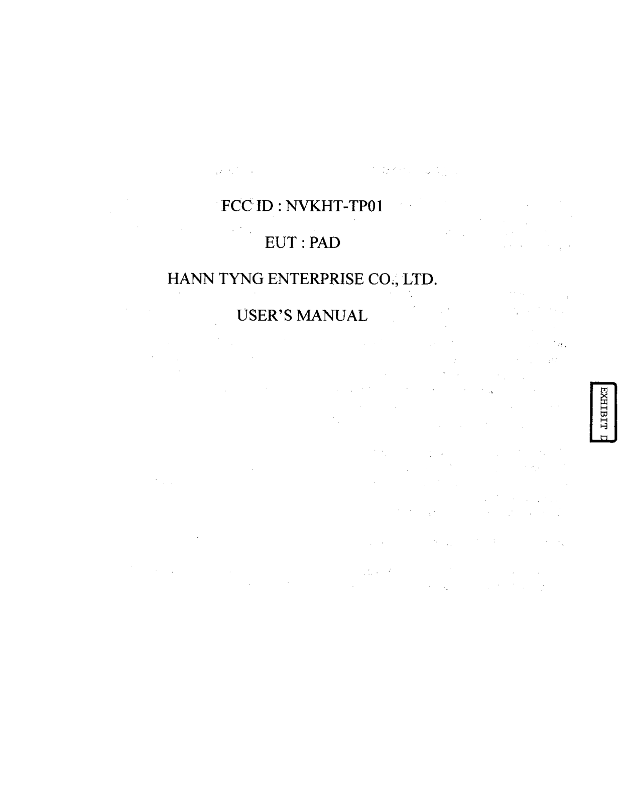 Hann Tyng Enterprise Co HT TP01 User Manual