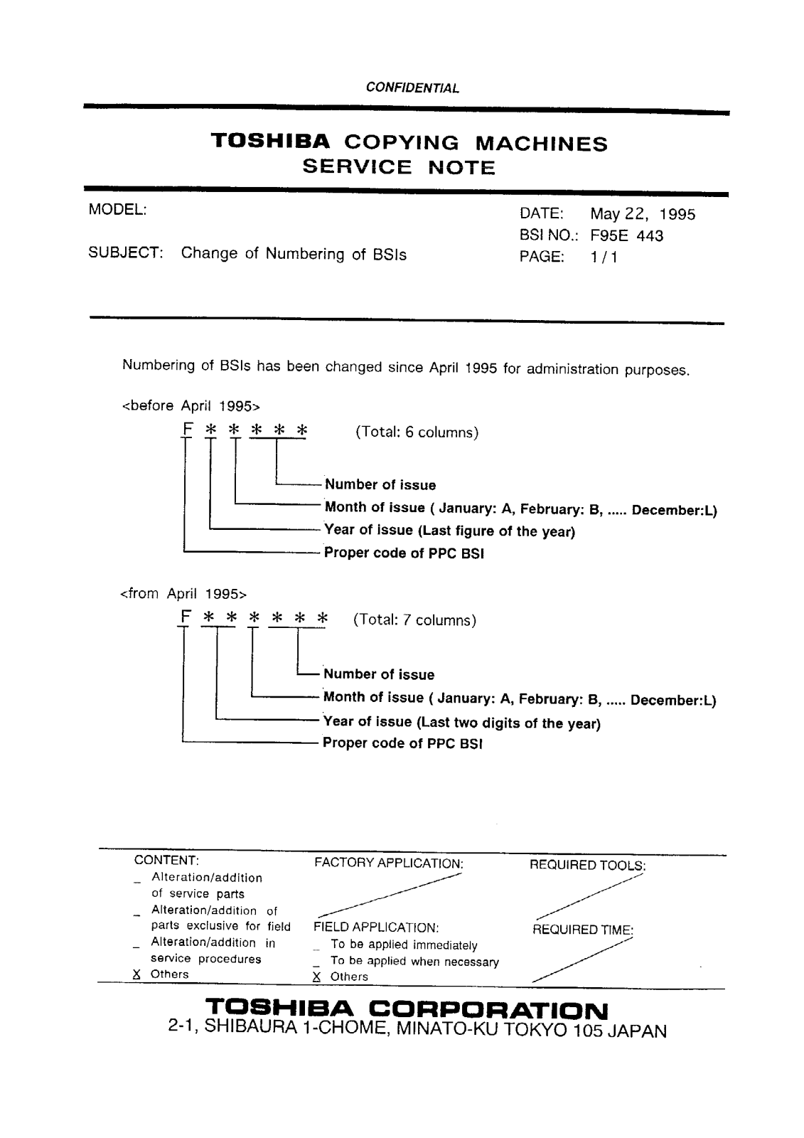 Toshiba f95e443 Service Note