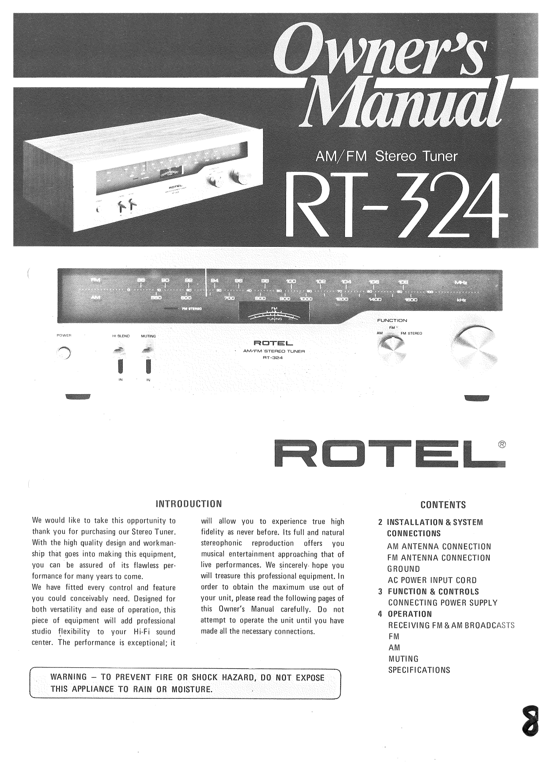 Rotel RT-324 User Manual