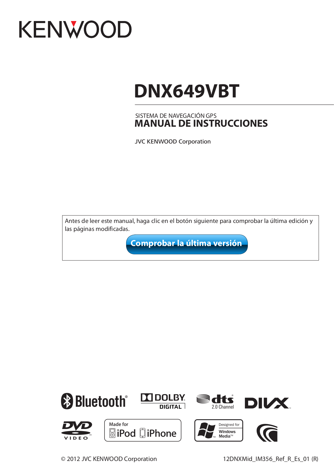 Kenwood DNX649VBT User Manual