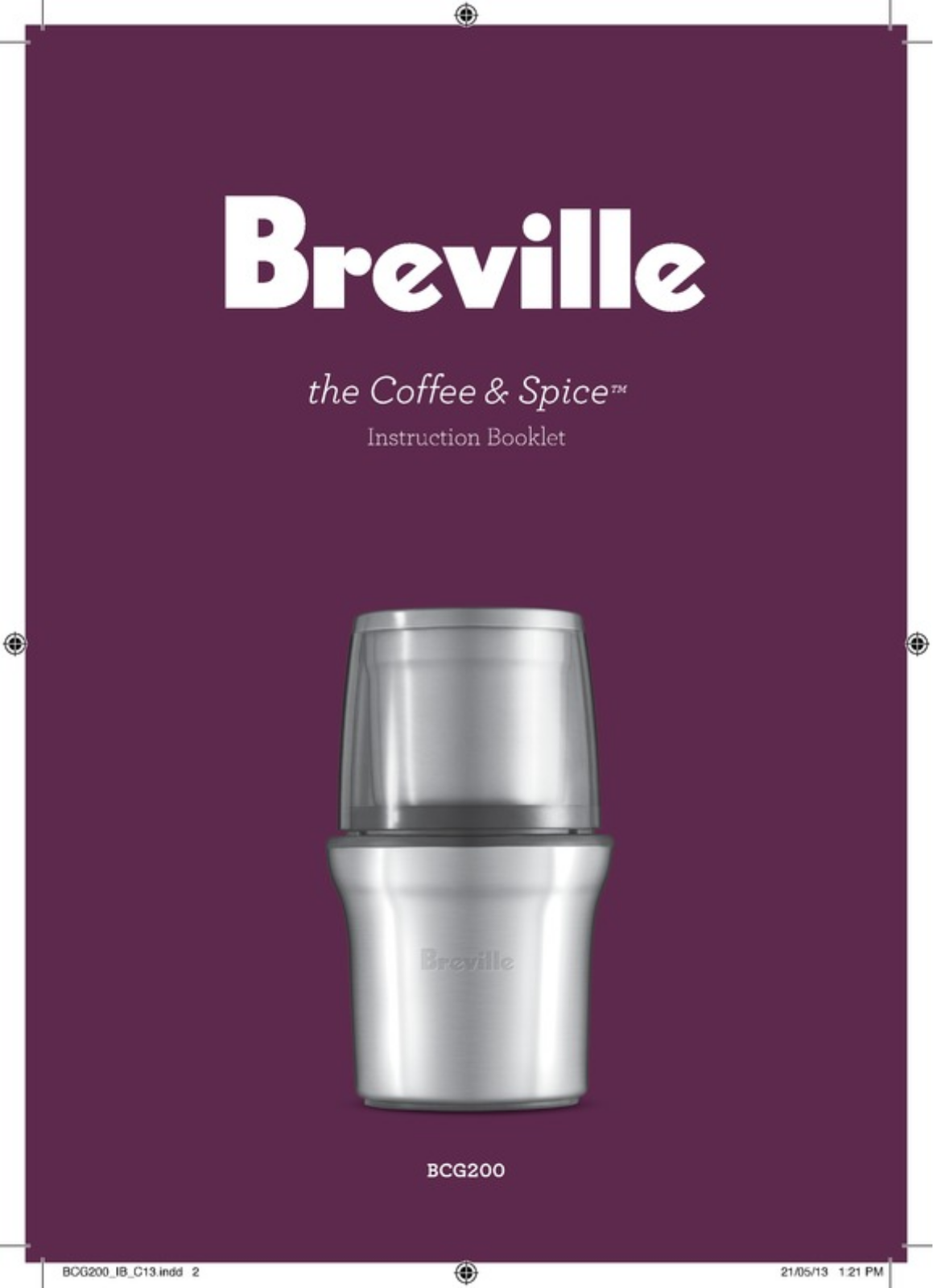 Breville BCG200BSS User Manual