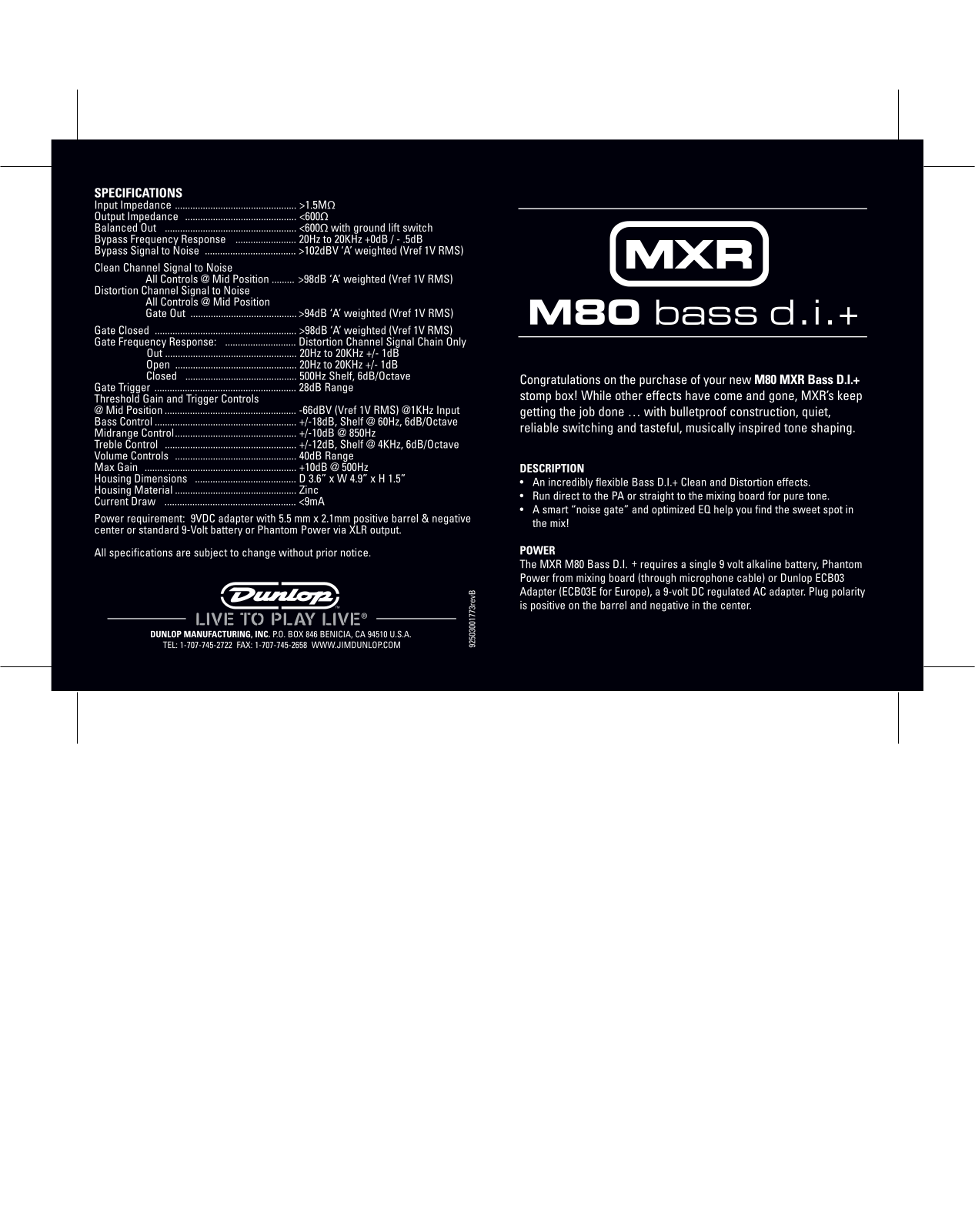 MXR M80 User Manual