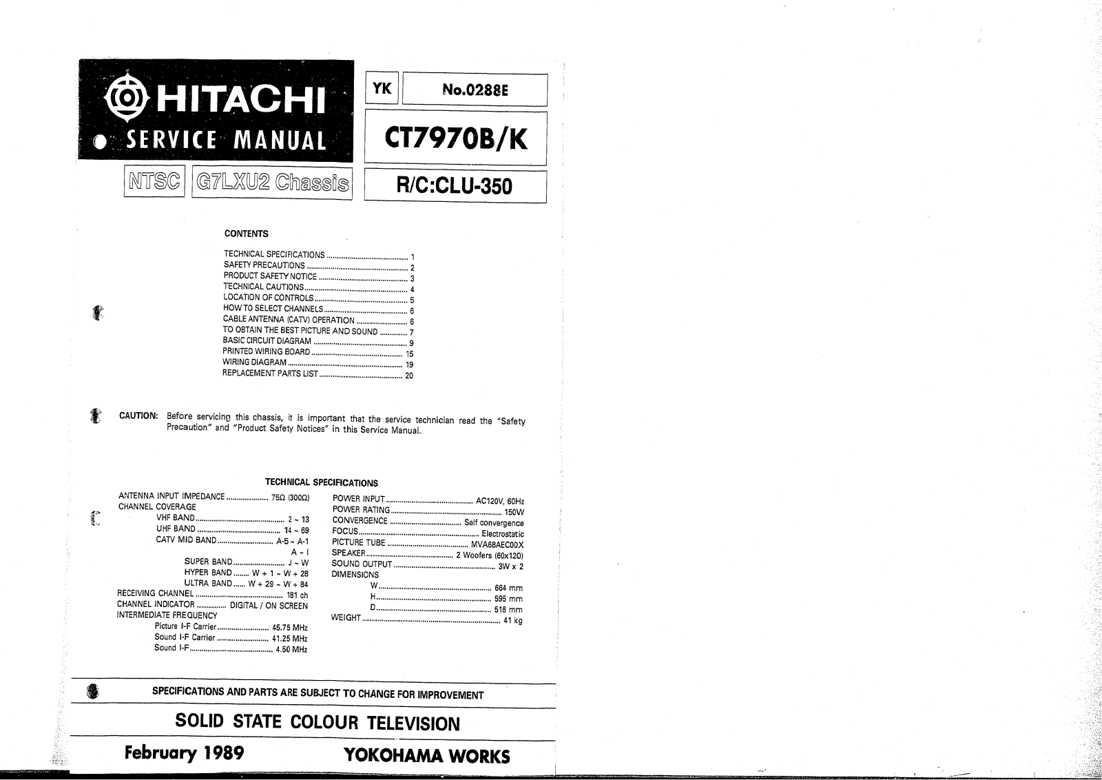 HITACHI CT7970B Service Manual