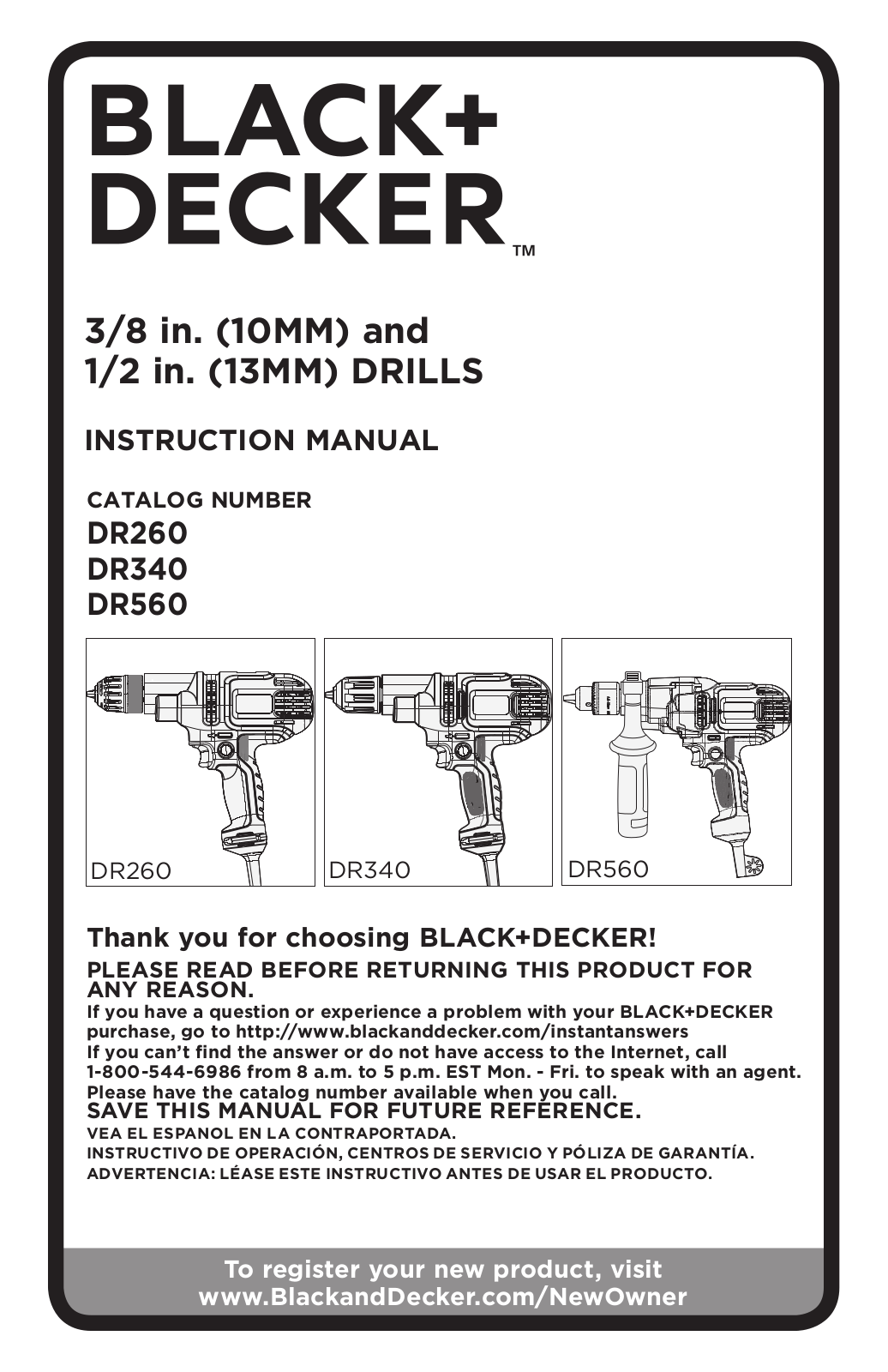 Black & Decker DR260BR User Manual