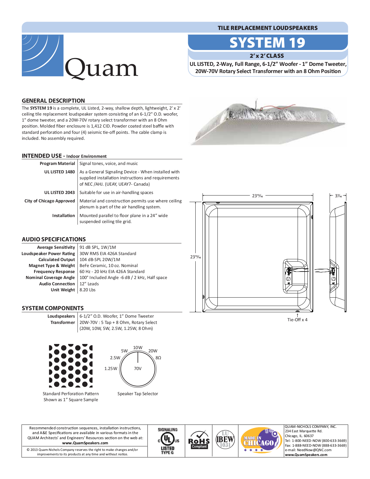 Quam SYSTEM-19 Specifications