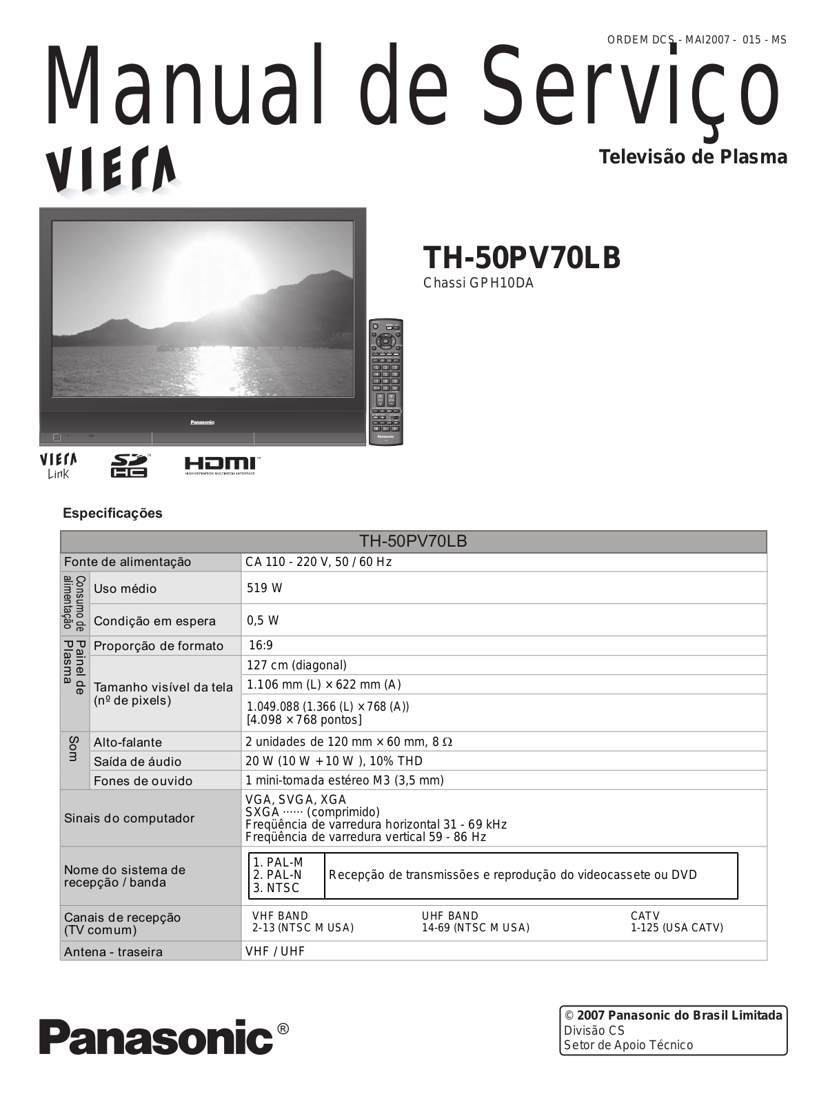 Panasonic TH-50PV70LB Schematic