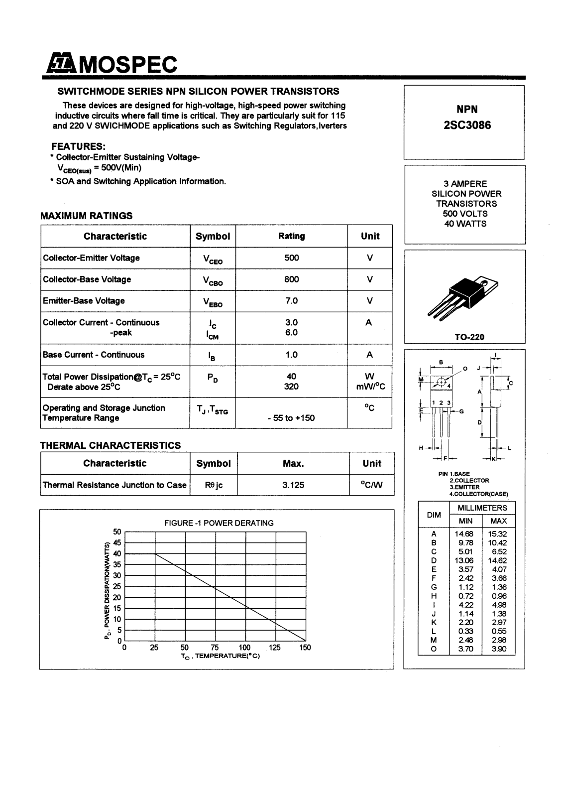 MOSPEC 2SC3086 Datasheet