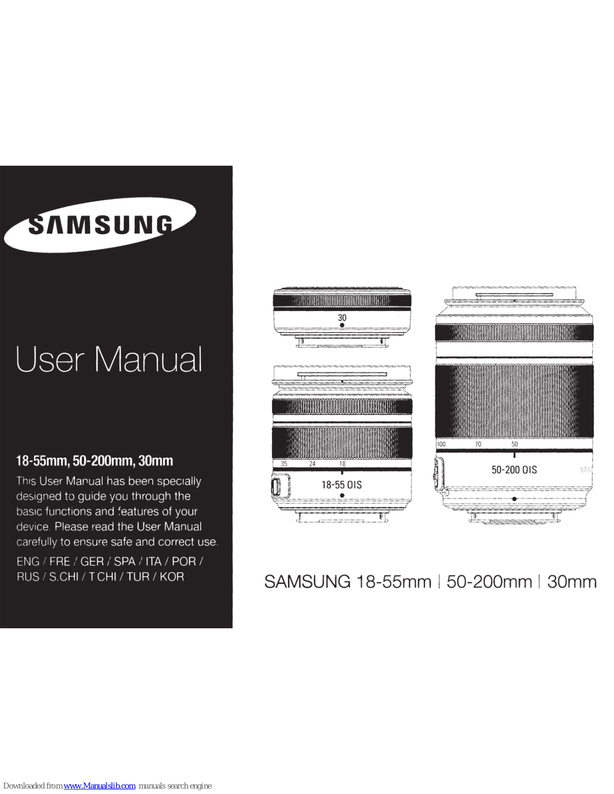 Samsung I 50-200mm, 30mm, 30 mm F2, 18-55 mm F3.5-5.6 OIS III, 50-200 mm F4-5.6 ED OIS II User Manual - ManualMachine.com