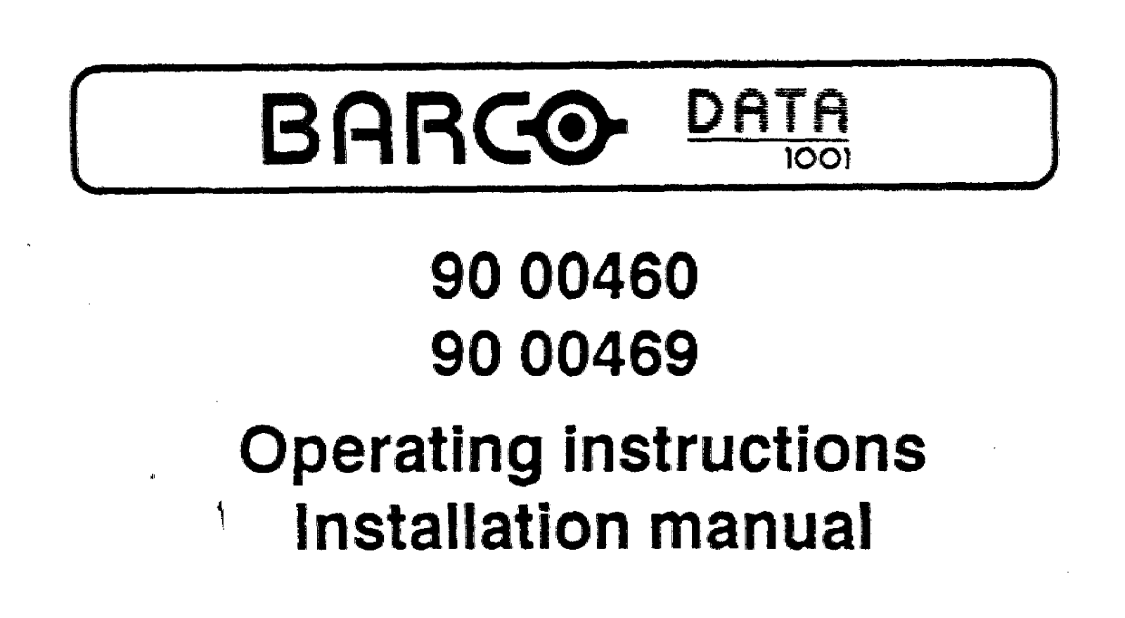 Barco Data 1001 User manual - ManualMachine.com