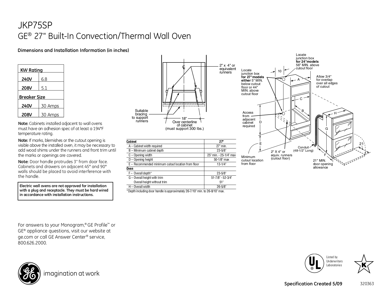 General Electric JKP75SPSS User Manual