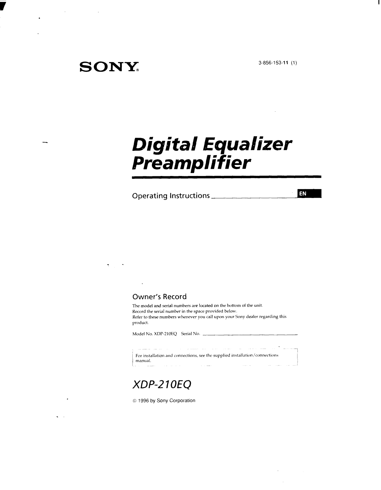 Sony XDP-210EQ Operating Manual