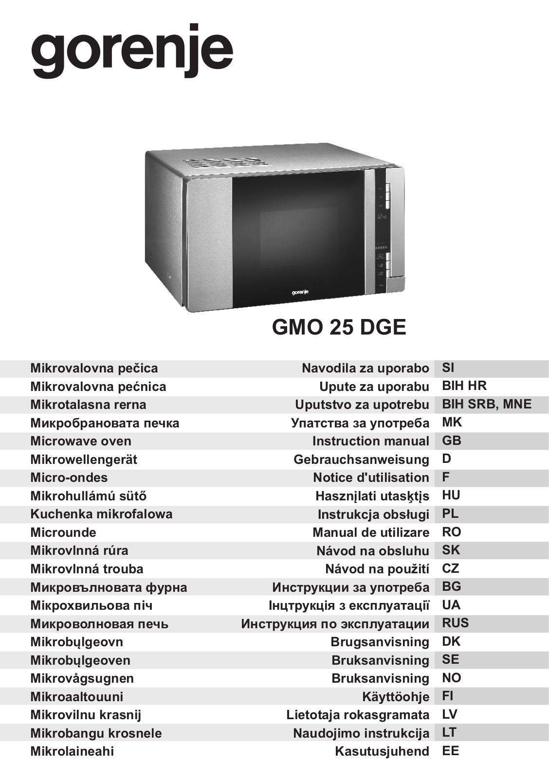 Gorenje GMO-25 DGE User Manual