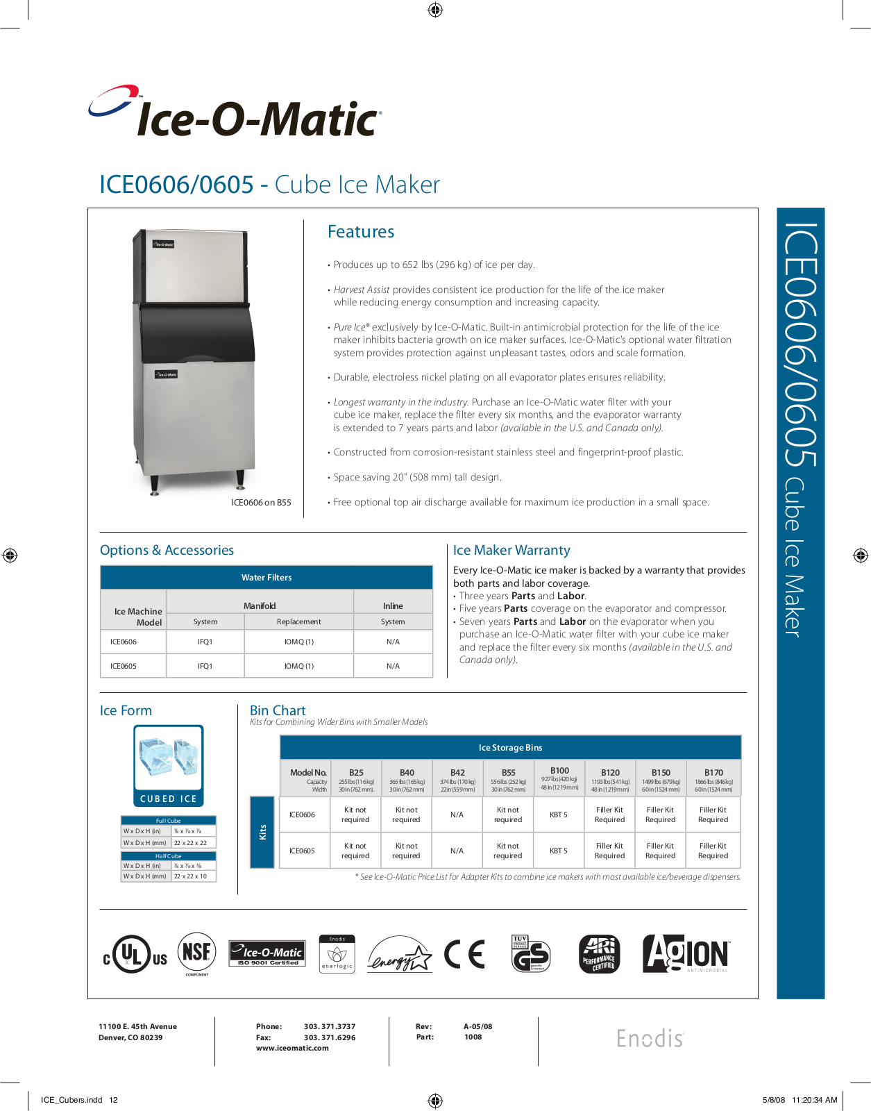 Ice-O-Matic ICE0606, ICE0605 User Manual