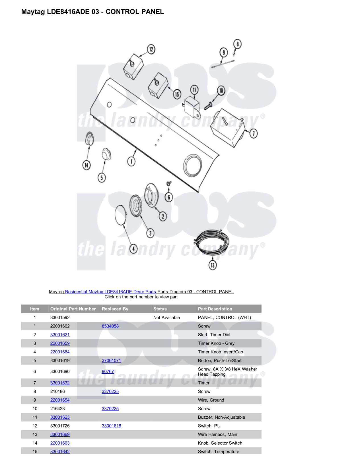 Maytag LDE8416ADE Parts Diagram