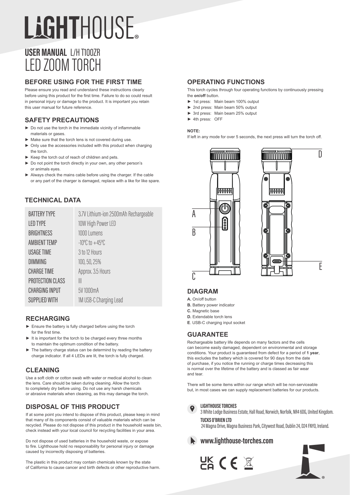 Lighthouse T100ZR User guide - ManualMachine.com