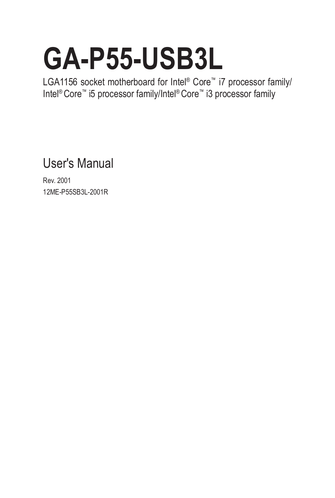 Gigabyte GA-P55-USB3L (rev. 2.0) User Manual