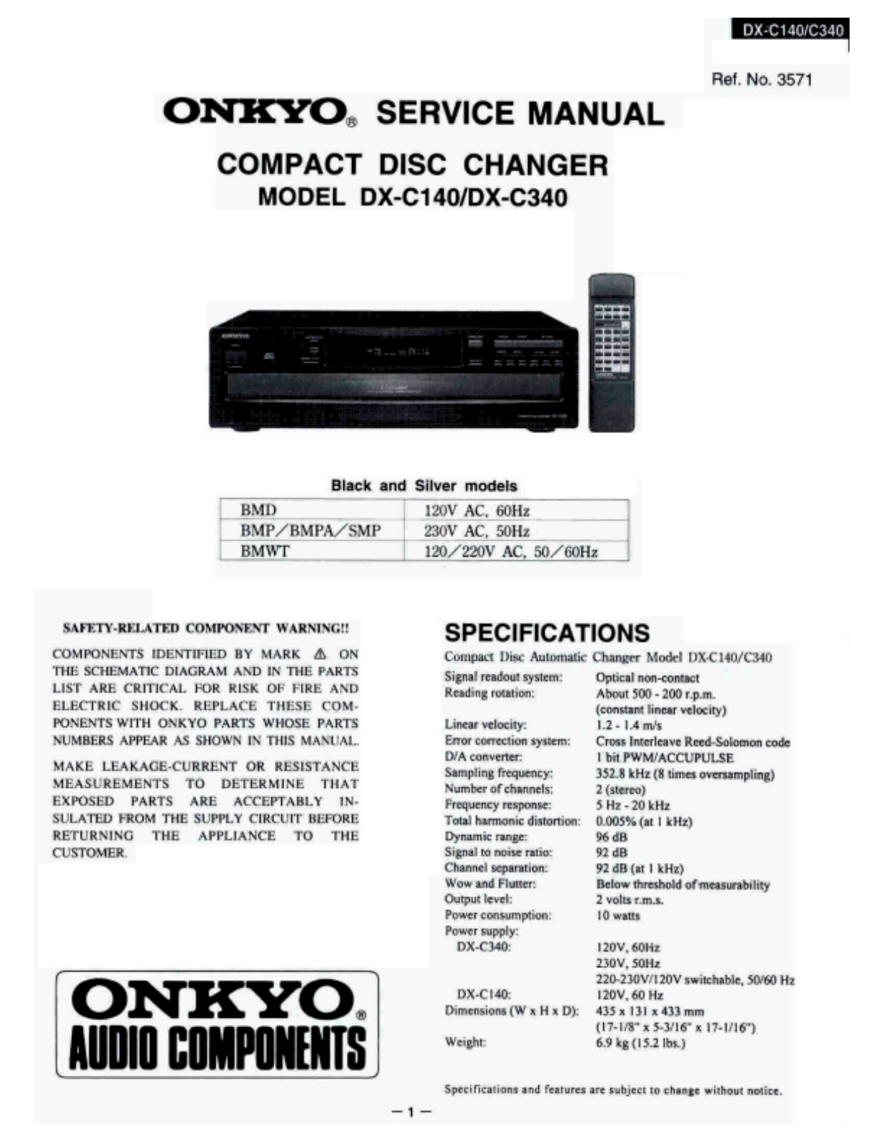 Onkyo DXC-140 Service manual