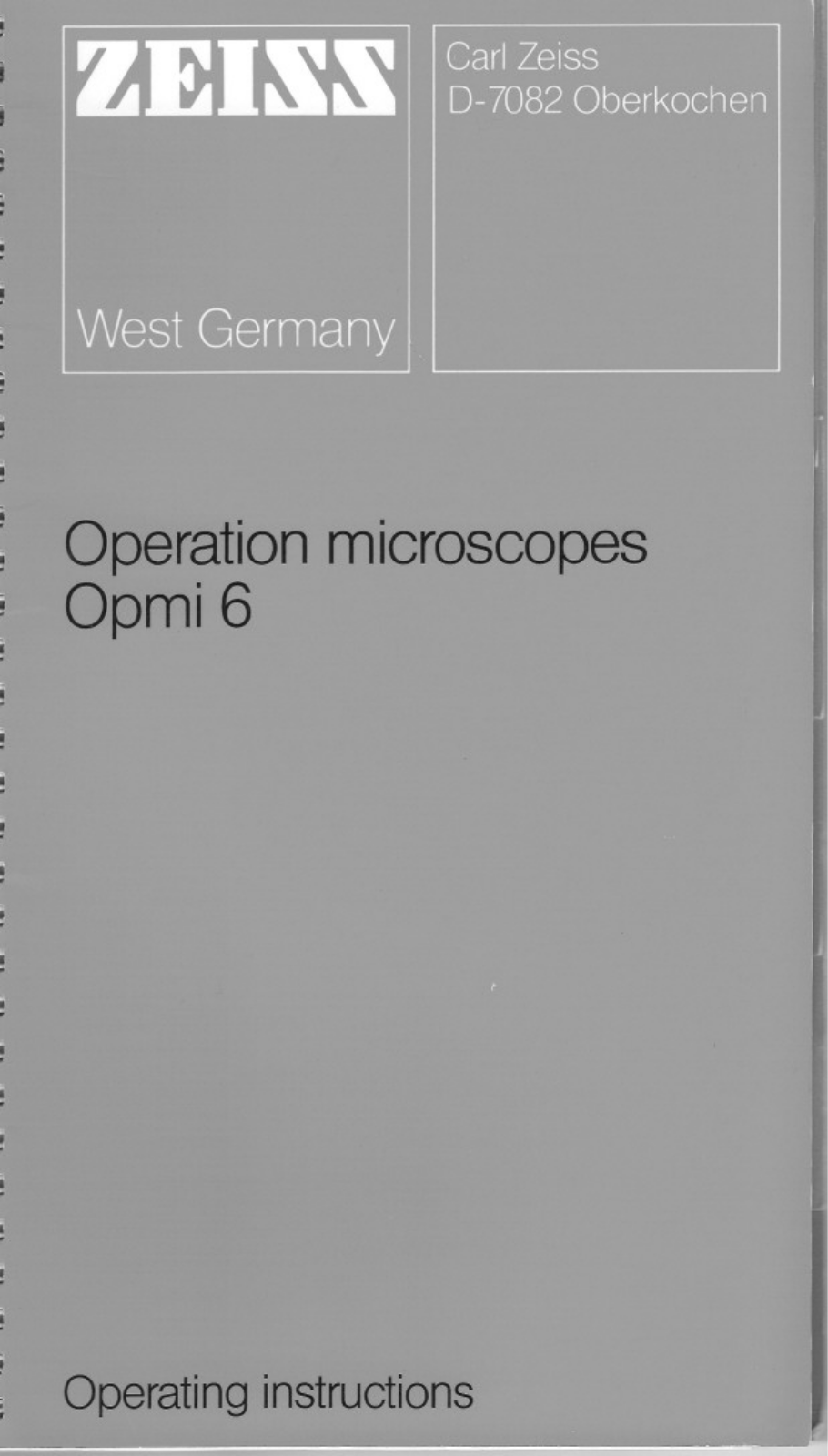 Zeiss OPMI 6 User Manual