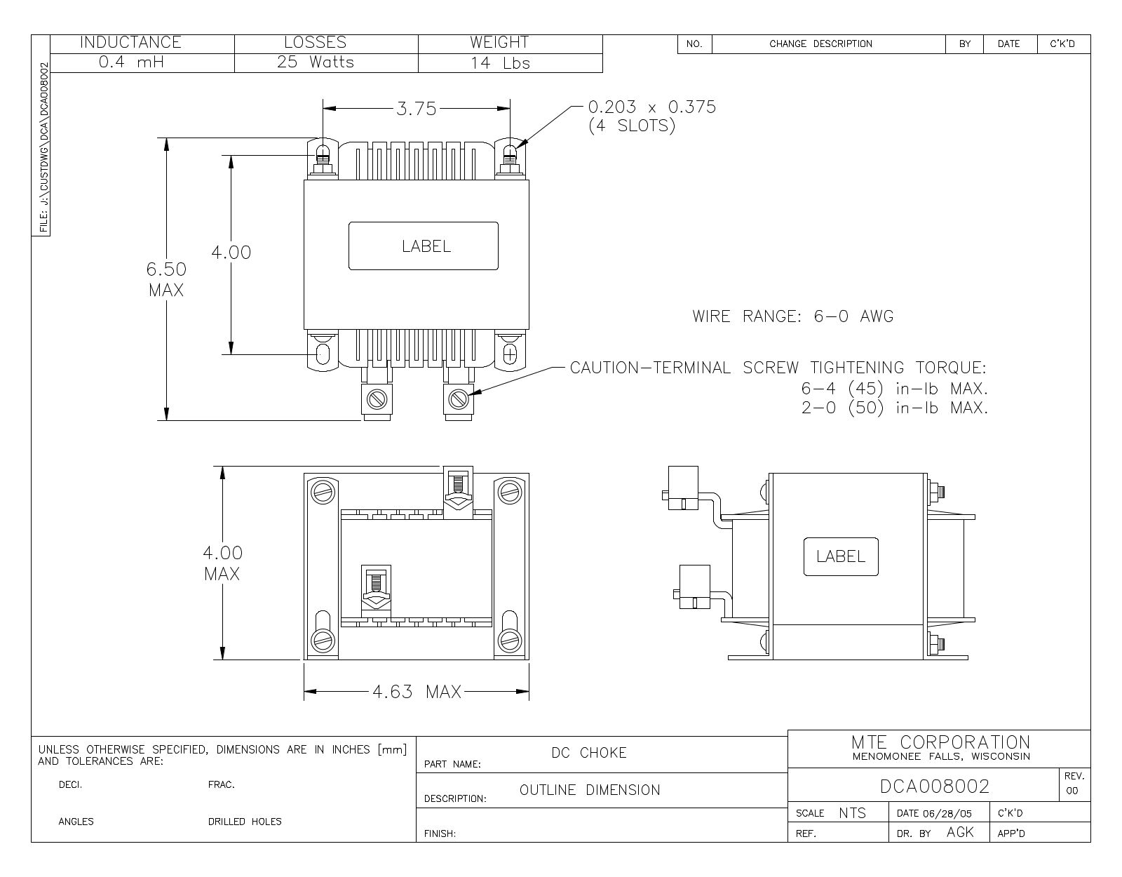 MTE DCA008002 CAD Drawings