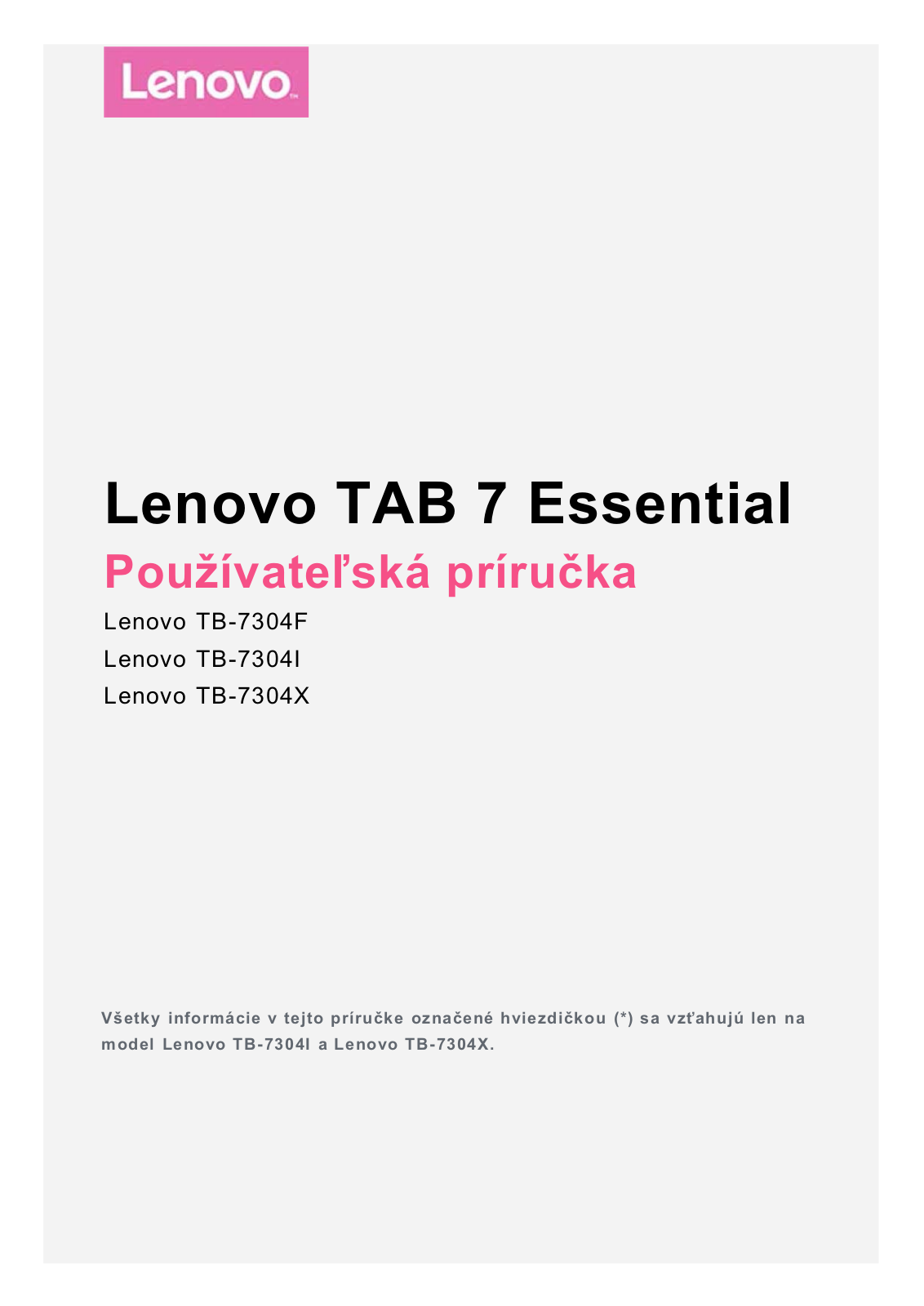 Lenovo TAB 7 Essential User Guide