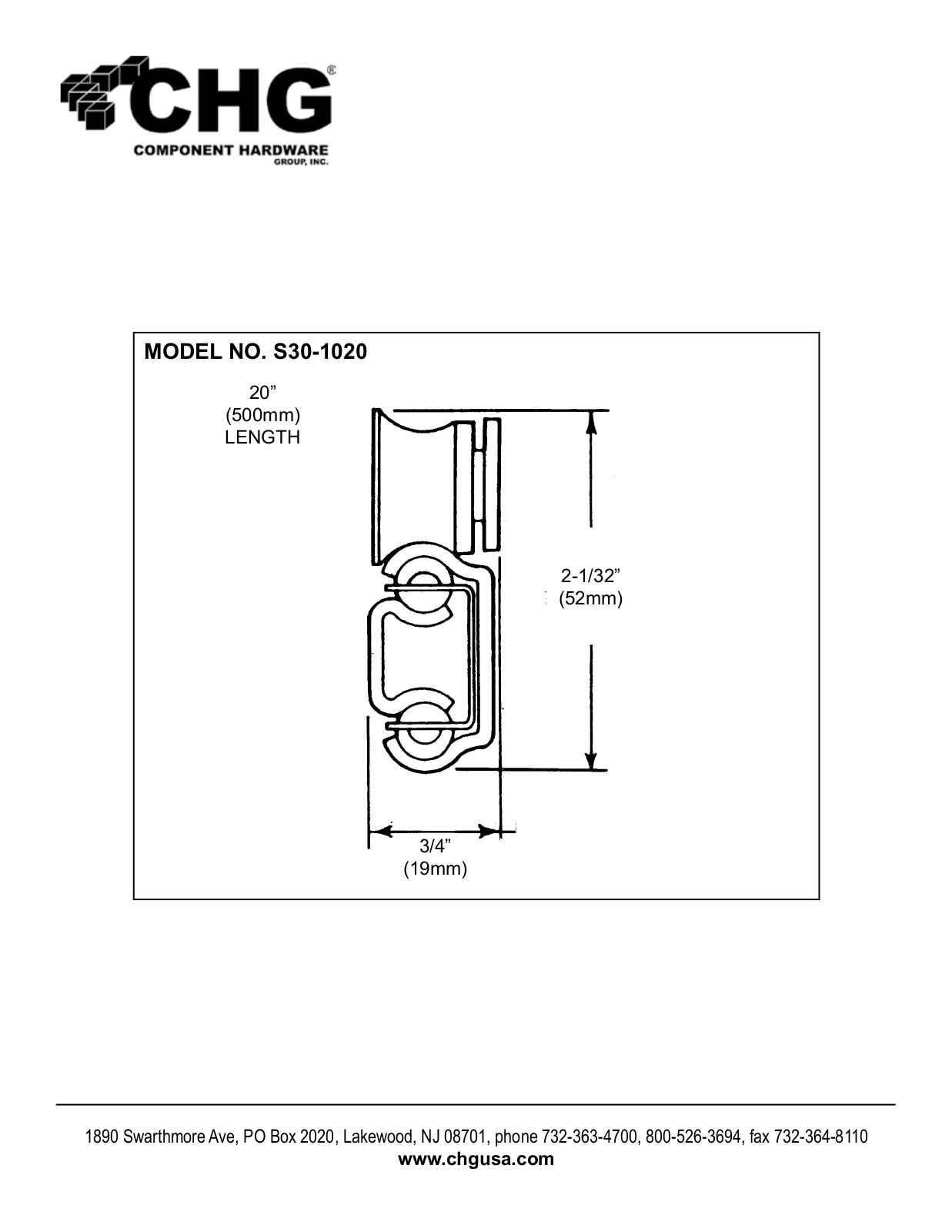 Component Hardware S30-1020 User Manual