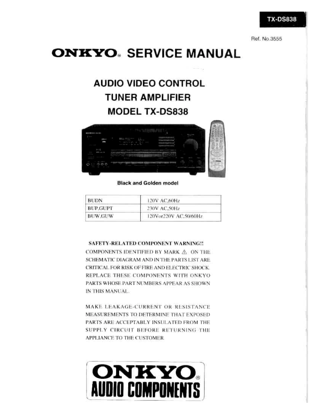 Onkyo TXDS-838 Service manual