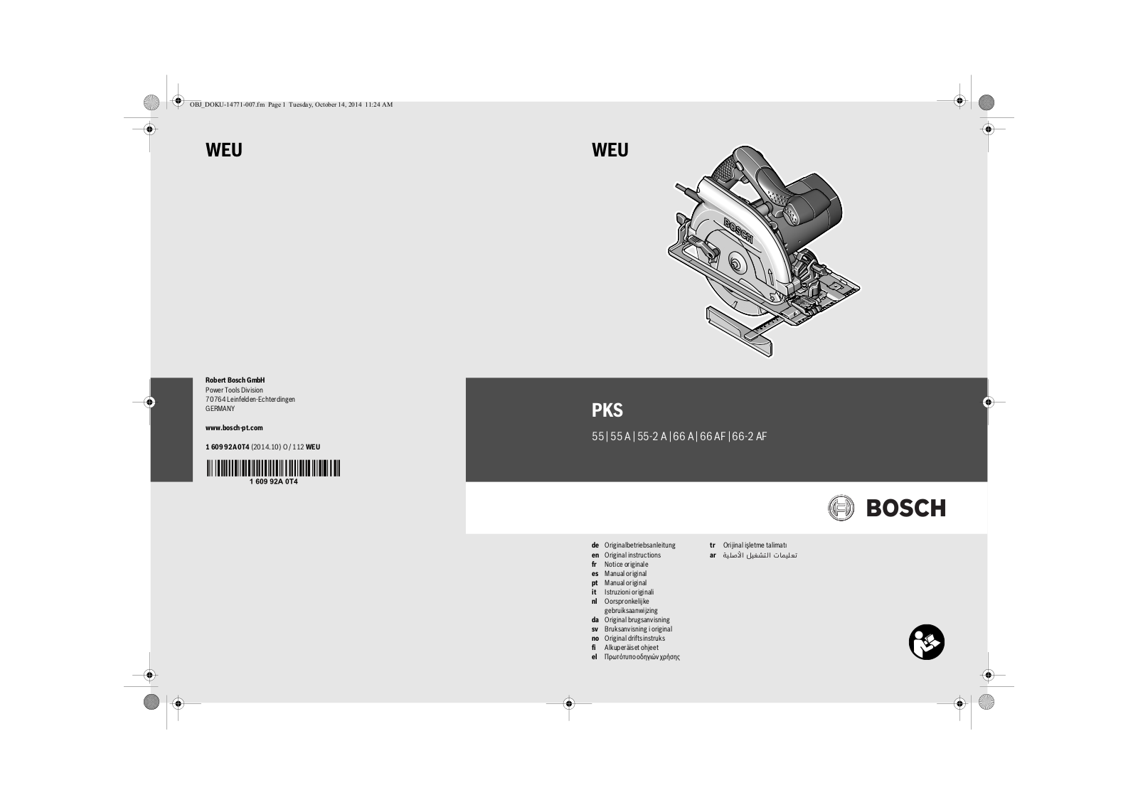 BOSCH PKS1600 User Manual
