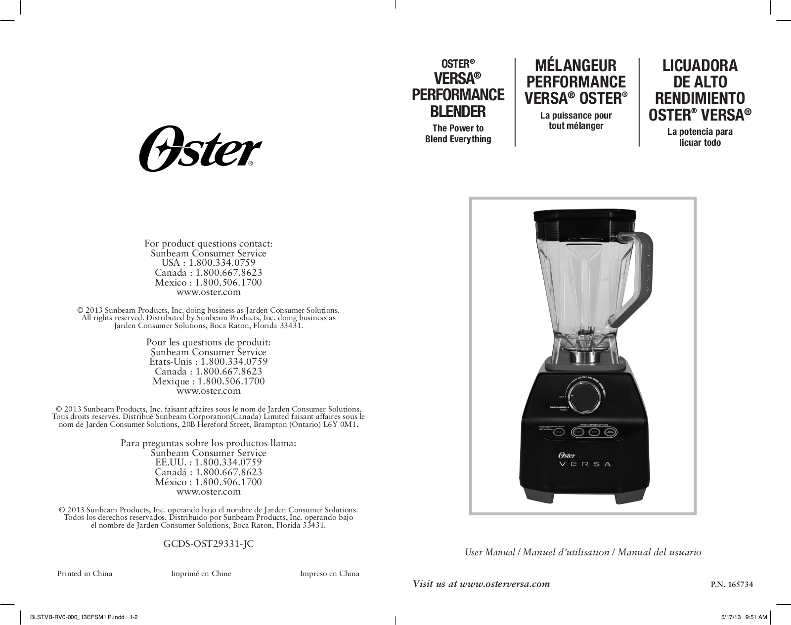 Oster 165734 User Manual