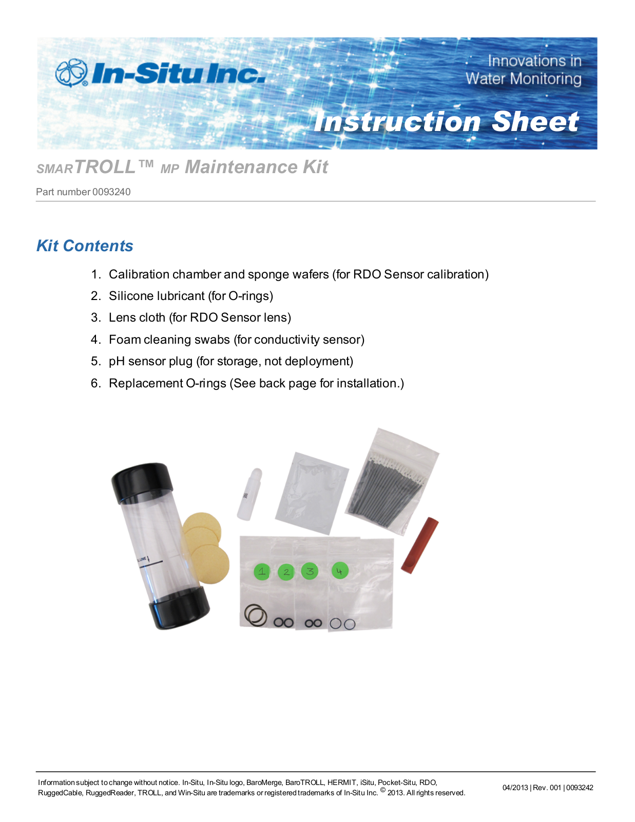 In-Situ smarTROLL Multiparameter Handheld Maintenance Kit User Manual - ManualMachine.com