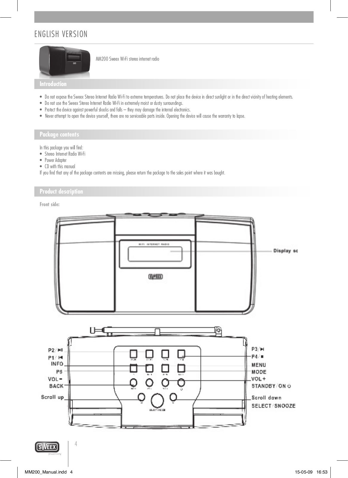 Sweex MM200 Quick start guide