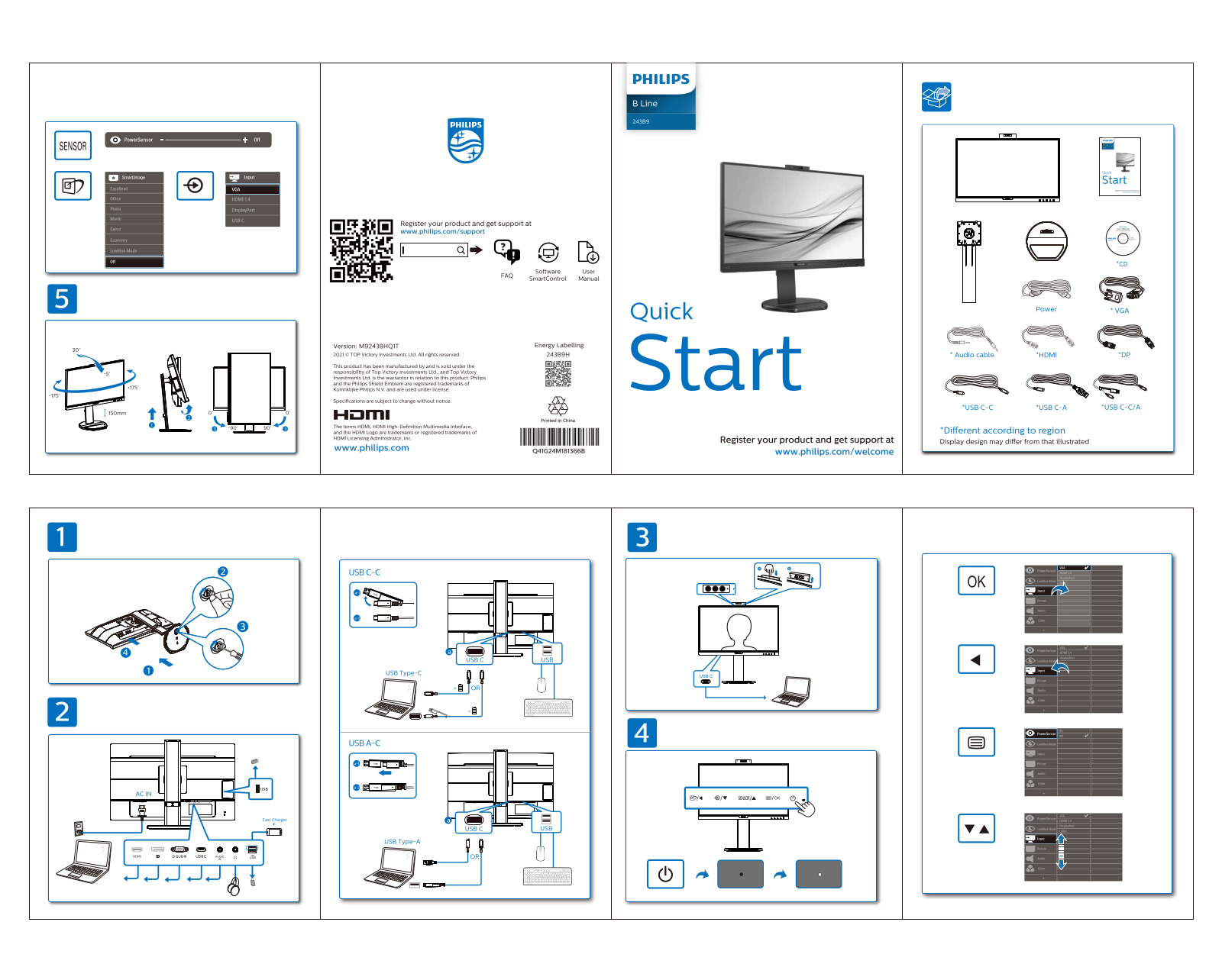 Philips 243B9H/01, 243B9H/00, 243B9H/75, 243B9H/69 quick start guide - ManualMachine.com