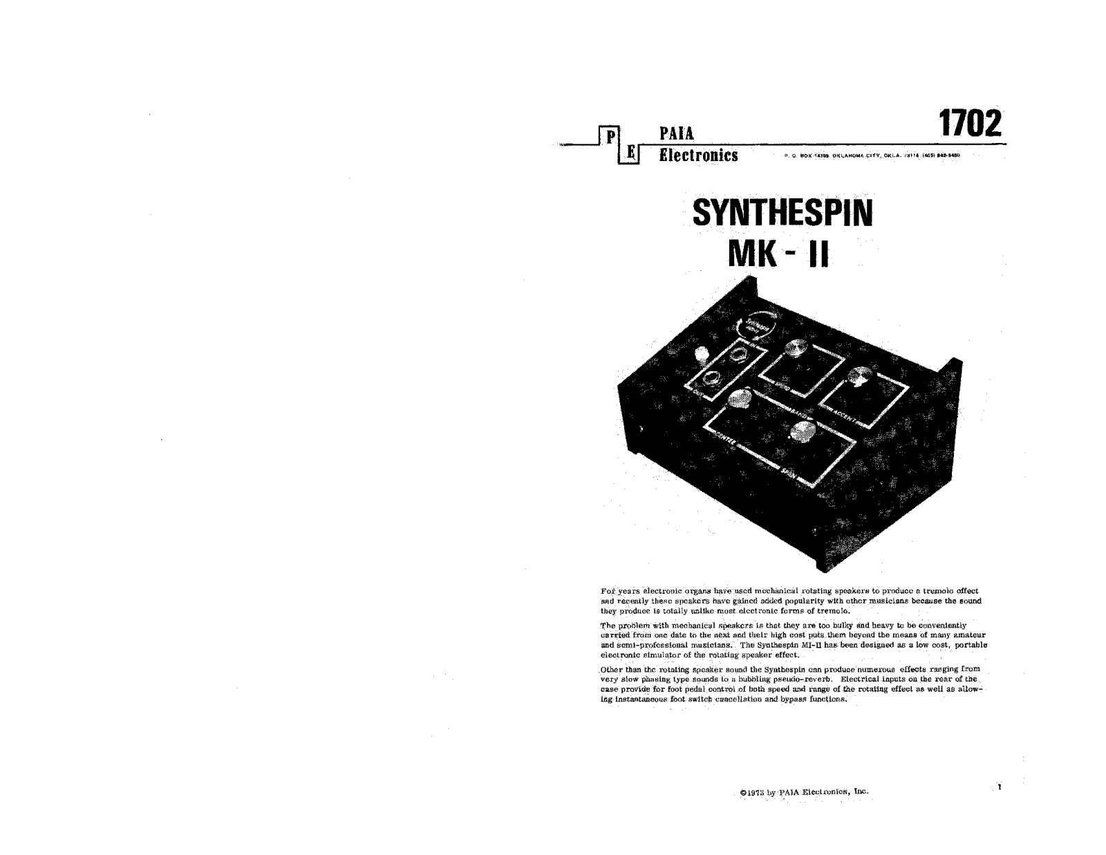 PAiA Electronics 1702 User's Manual