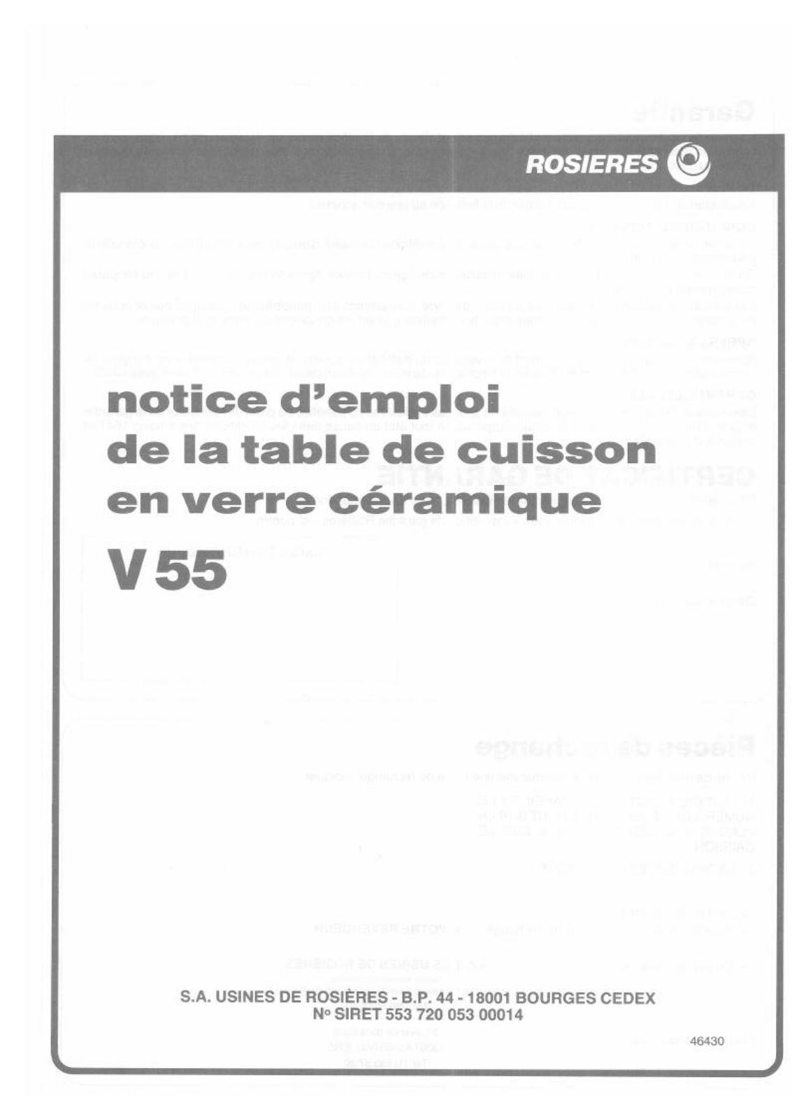 Rosieres V 55 User Manual