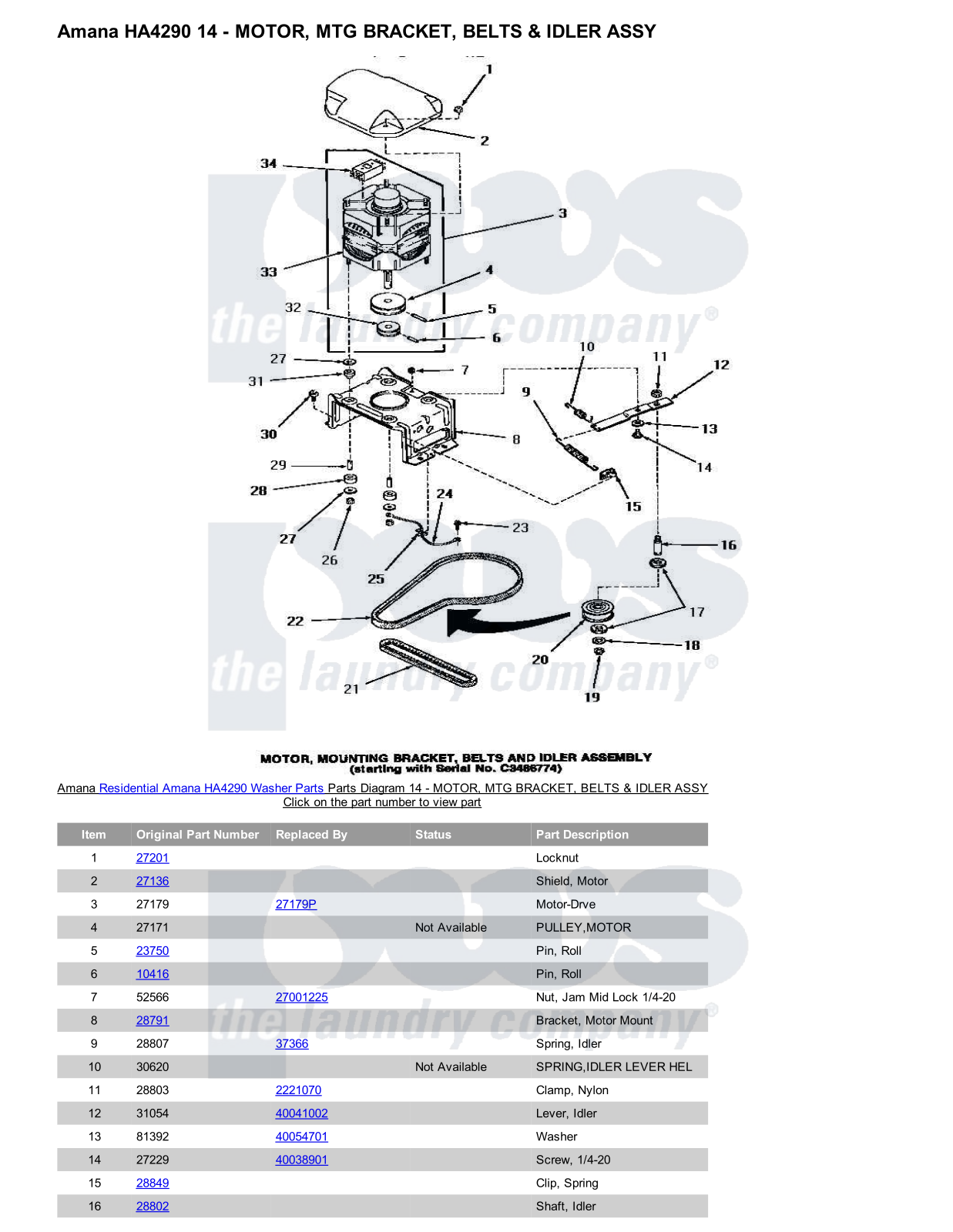 Amana HA4290 Parts Diagram