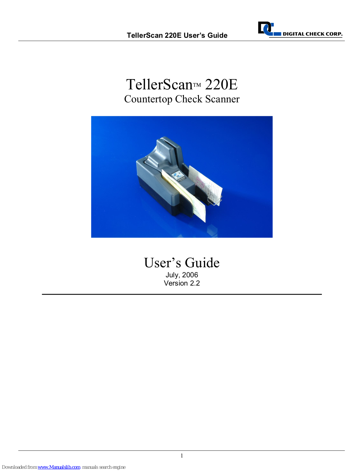 Digital Check TellerScan 220E User Manual