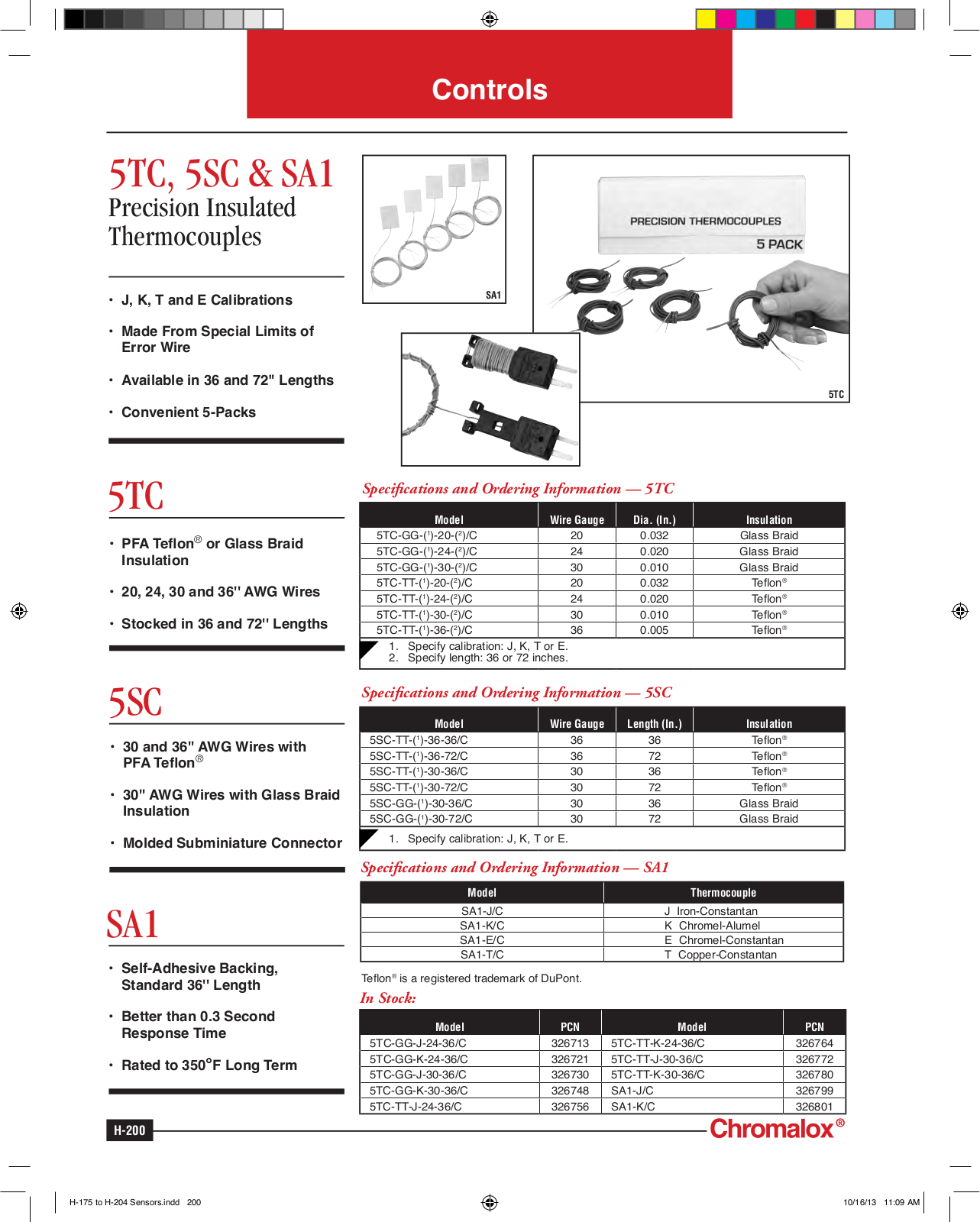 Chromalox 5TC, 5SC, SA1 Catalog Page