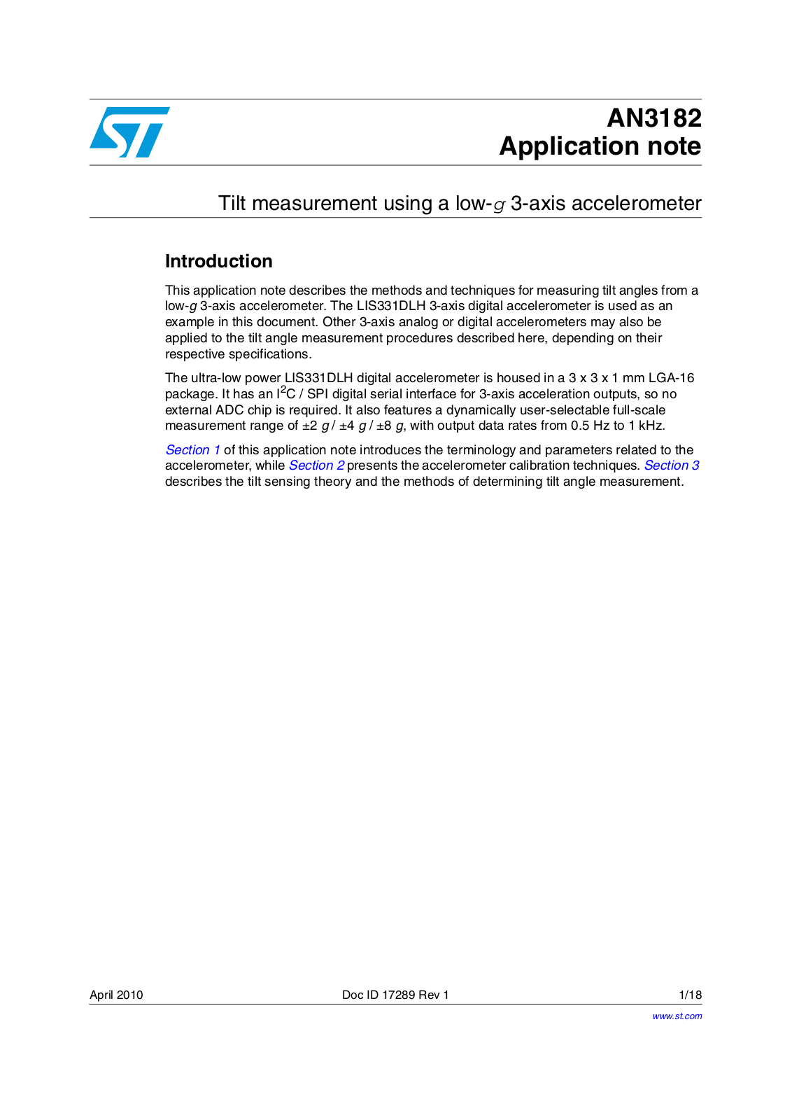 ST AN3182 Application note