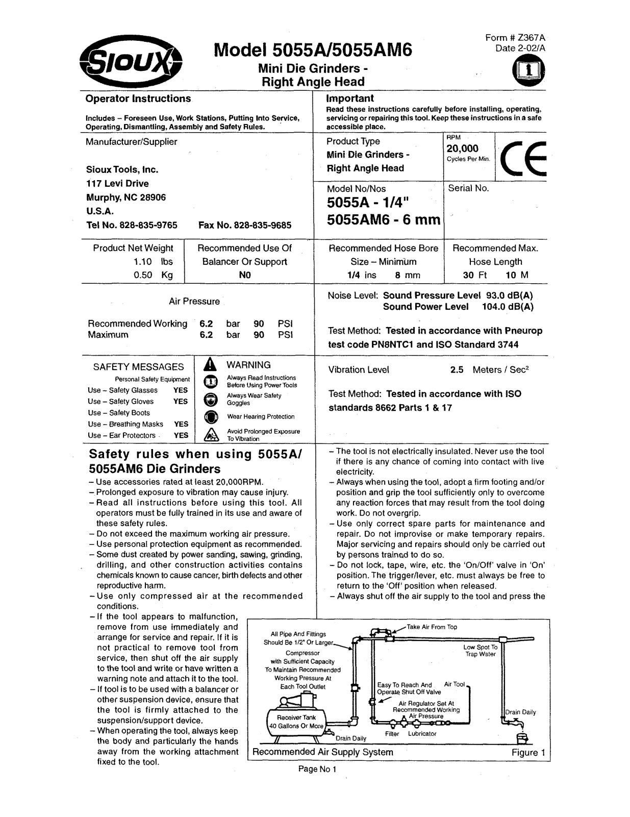 Sioux Tools 5055A, 5055AM6 User Manual