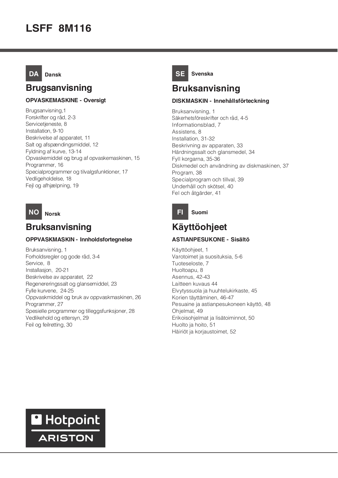 Hotpoint Ariston LSFF 8M116 C EU User Manual