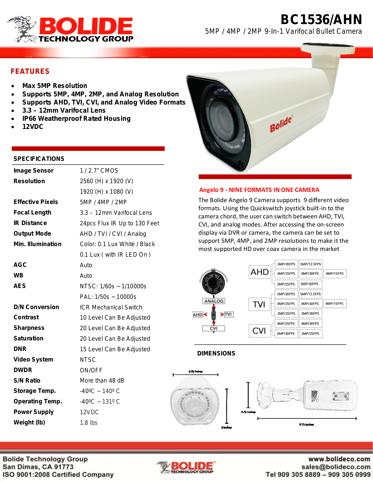 Bolide BC1536-AHN Specsheet - ManualMachine.com