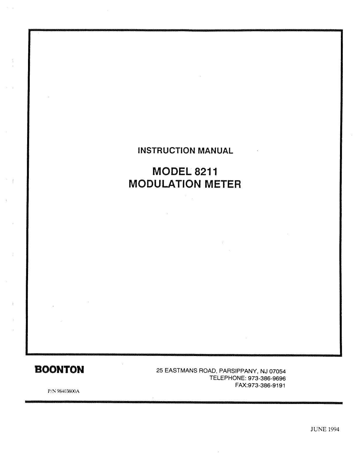 Boonton Electronics 8211 Service manual