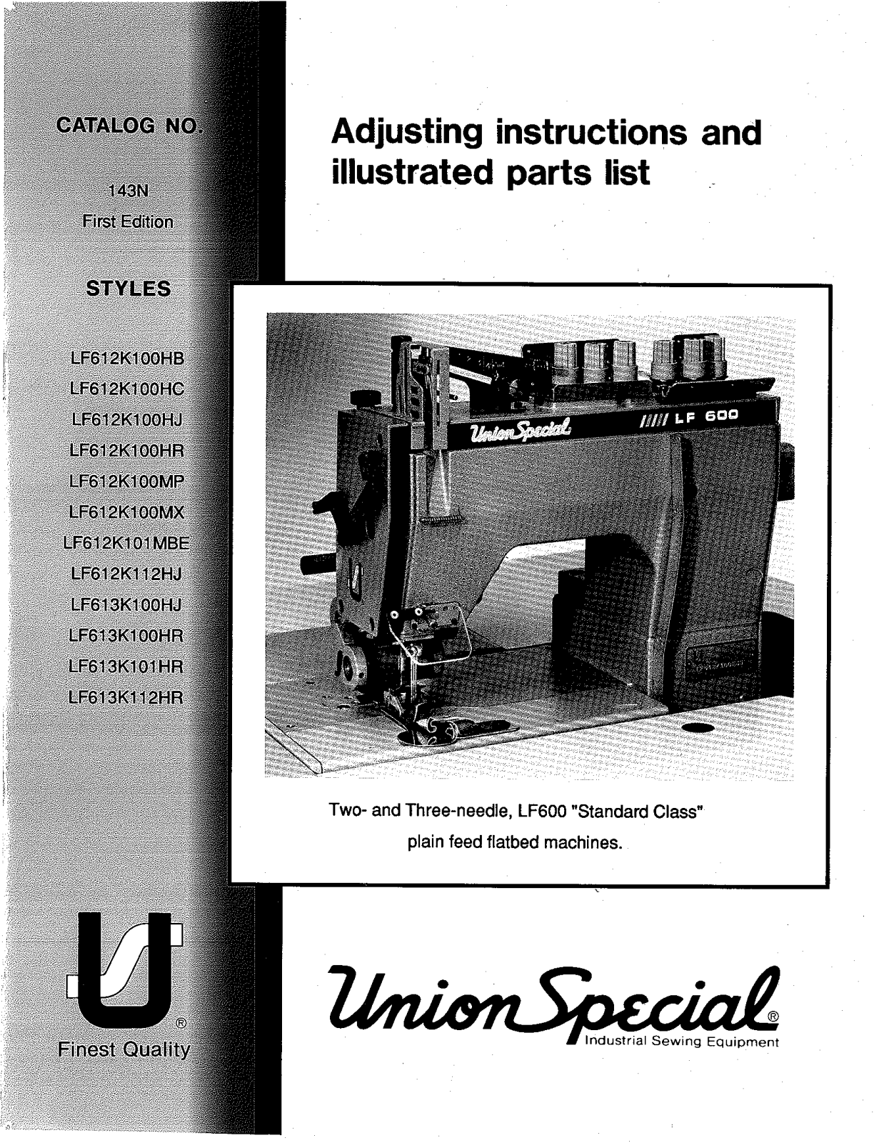 Union Special LF612K100HB, LF612K100HC, LF612K100HJ, LF612K100HR, LF612K100MP Parts List