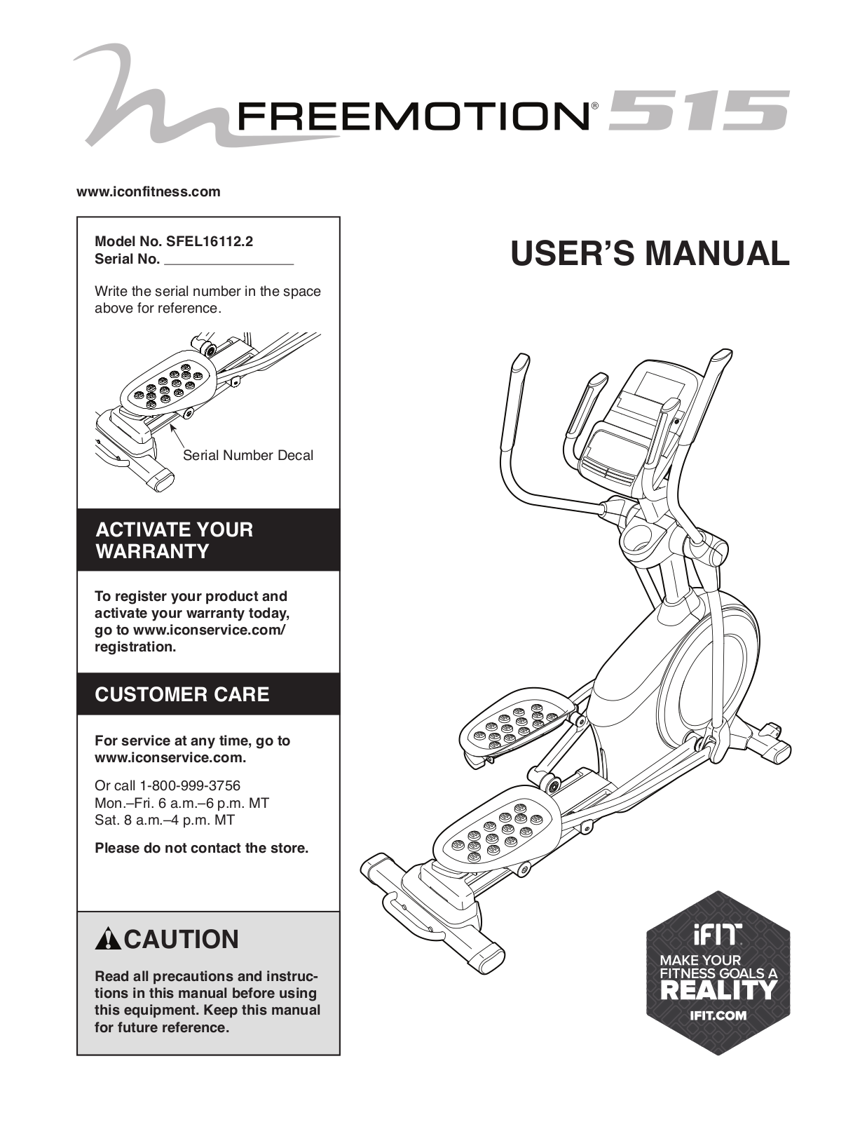 FreeMotion SFEL161122 Owner's Manual