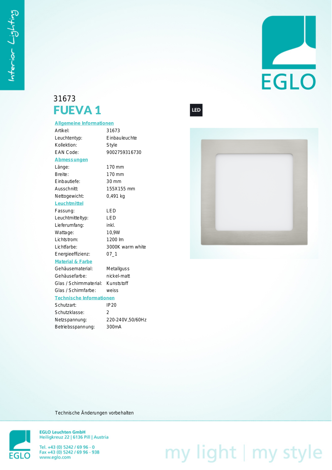 Eglo 31673 Service Manual