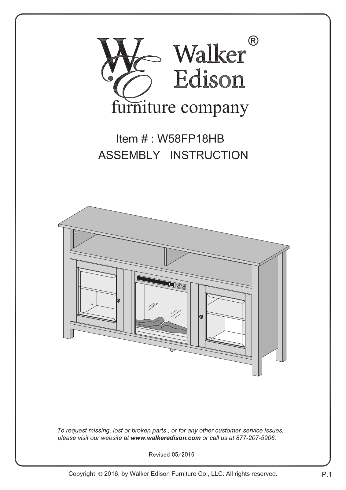 Walker Edison W58FP18HBES Assembly Guide